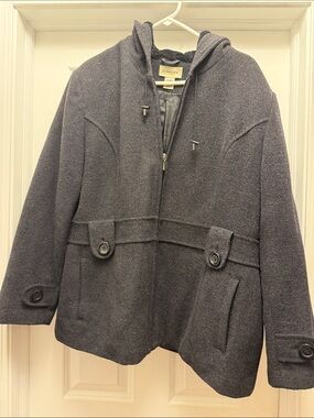 St. John's Bay Hooded Pea Coat in Charcoal Gray